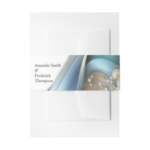 Chic Elegant Swirls in Gold, Silver, Blue, Yellow  Invitation Belly Band