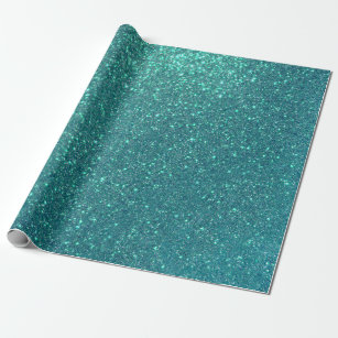 Chic Elegant Teal Blue Sparkly Glitter Wrapping Paper