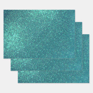 Chic Elegant Teal Blue Sparkly Glitter Wrapping Paper Sheet