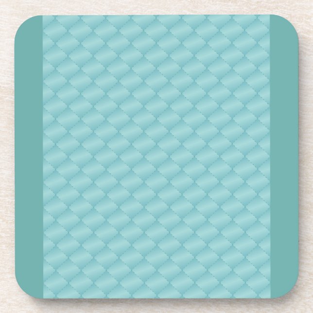 Chic elegant turquoise blue green quilted coaster (Front)
