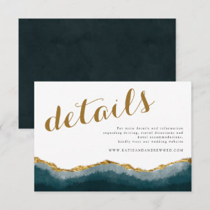 Chic Elegant Turquoise Gold Agate Wedding Detail Enclosure Card
