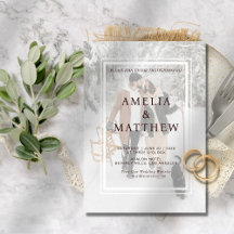 Chic Elegant Two Photo Minimalist Winter Wedding