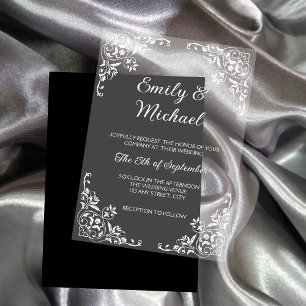 Chic Elegant Typography Floral Wedding Acrylic Invitations