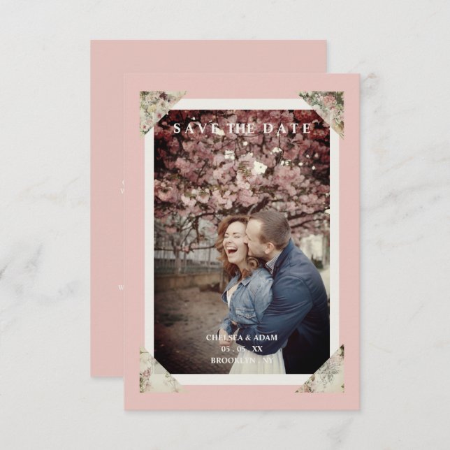 Chic Elegant Vintage Effect Photo Couple Wedding (Front/Back)