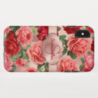 Chic Elegant Vintage Pink Red Roses Floral Name