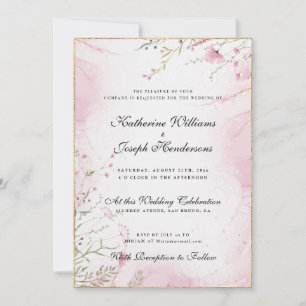 CHIC & ELEGANT WATERCOLOR FLORAL ABSTRACT WEDDING INVITATION