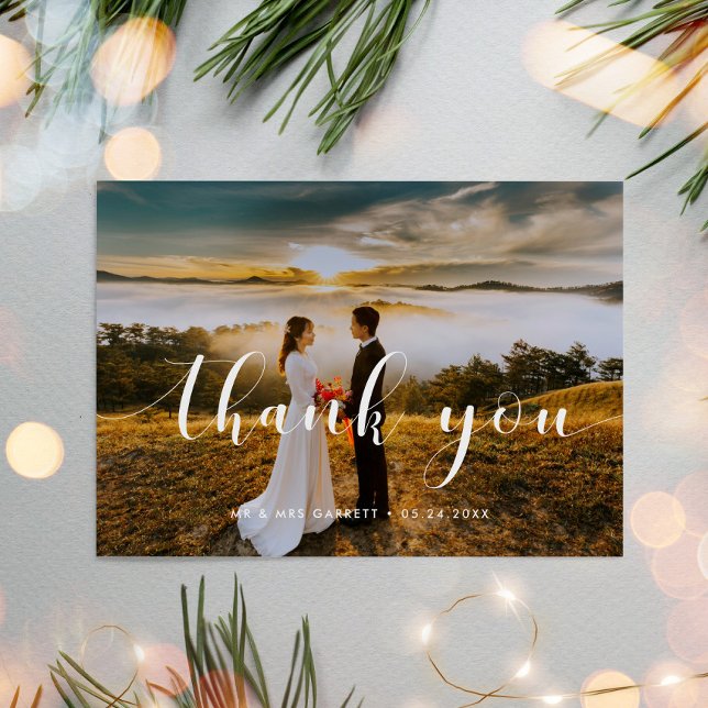 Chic & Elegant wedding photo thank you card (Creator Uploaded)