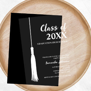 Chic Elegant White 2026 Grad Tassel Graduation Acrylic Invitations