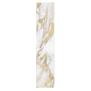 Chic Elegant White and Gold Marble Pattern Short Table Runner