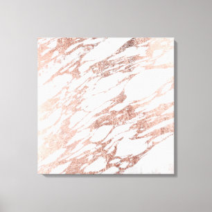 Chic Elegant White and Rose Gold Marble Pattern Canvas Print