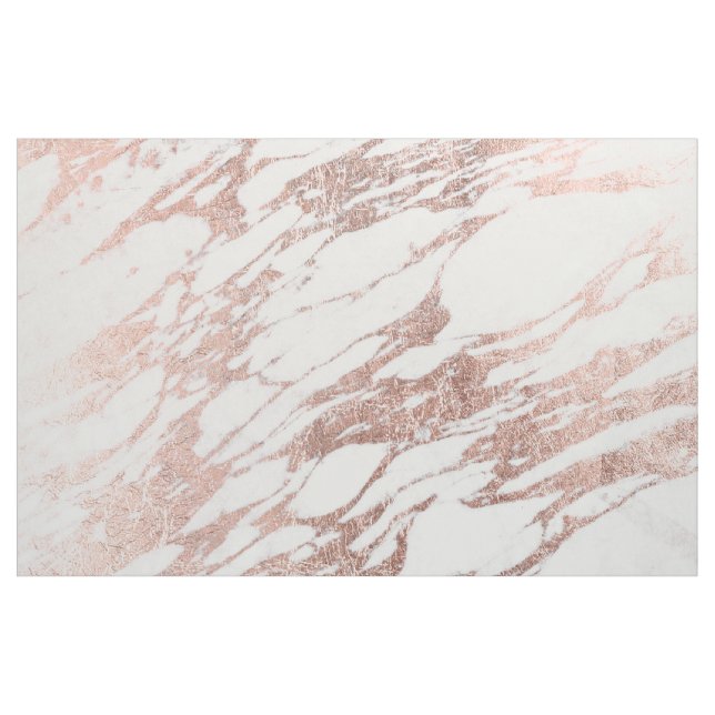 Chic Elegant White and Rose Gold Marble Pattern Fabric (Yard)