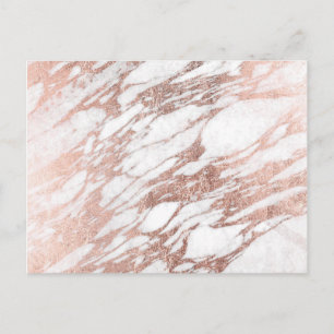 Chic Elegant White and Rose Gold Marble Pattern Postcard