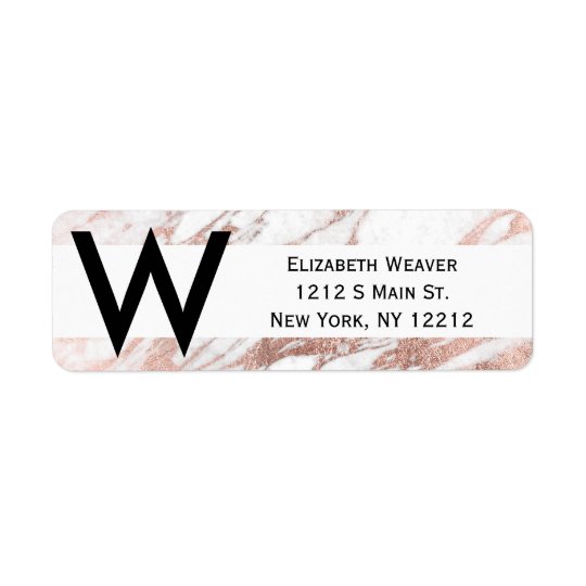 Chic Elegant White and Rose Gold Marble Pattern Return Address Label