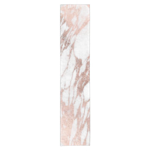 Chic Elegant White and Rose Gold Marble Pattern Short Table Runner