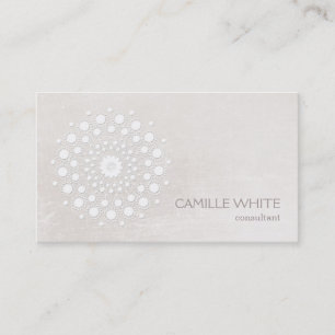 Chic Elegant White Circle Mandala Ivory Business Card