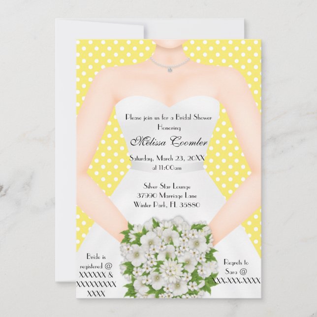 Chic Elegant White Modern Day Bridal Shower Invite (Front)