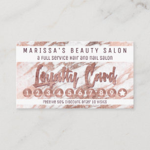 Chic Elegant White Rose Gold Marble Loyalty Card