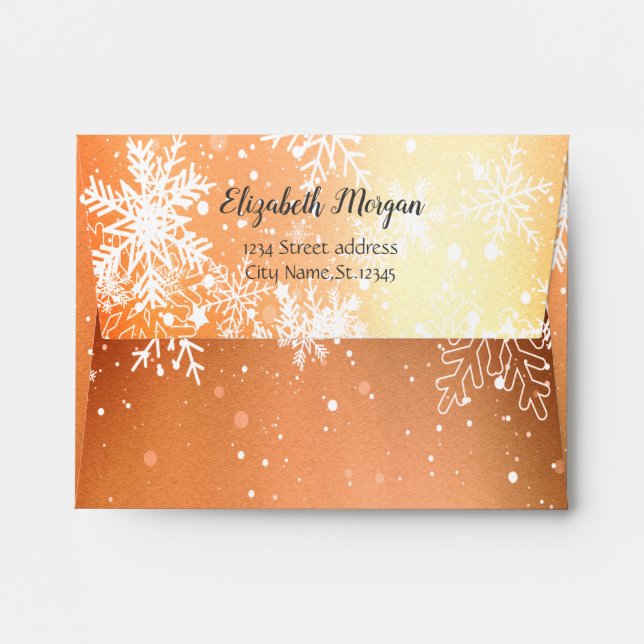 Chic Elegant White Snowflakes  Envelope (Back (Top Flap))