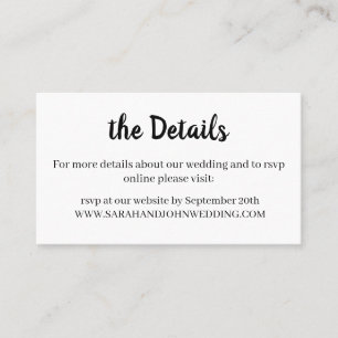 Chic elegant White Wedding Website Card