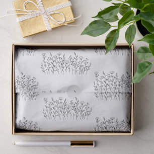 Chic Elegant Wildflower Line Art Minimalist Tissue Paper