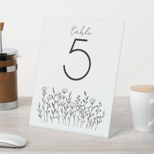 Chic Elegant Wildflower Simple Custom Table Number Pedestal Sign