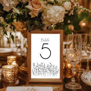 Chic Elegant Wildflower Simple Rustic Custom  Table Number
