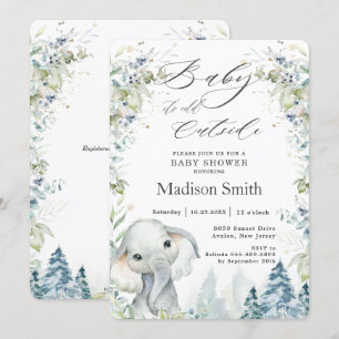 Chic Elephant Winter Alpine Baby Shower Neutral I Invitation