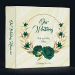 chic emerald green floral gold wreath photo album binder<br><div class="desc">beautiful elegant emerald green flowers with some gold leaves chic wreath marble photo album.
The glitter details are simulated</div>