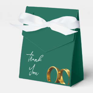 Chic Emerald Green Gold Rings Wedding Favor Box