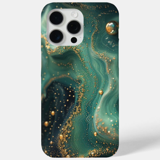 Chic Emerald Green Malachite Gold Glitter Designer Case-Mate iPhone Case (Back)