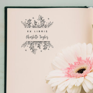 Chic Enchanted Forest Botanical Custom Book Self-inking Stamp
