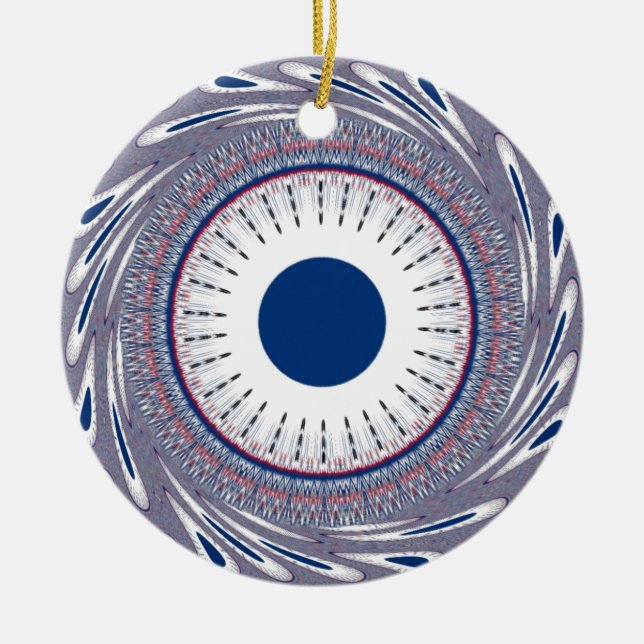 Chic Energetic Eye Design: A Mesmerizing Pattern Ceramic Ornament (Front)