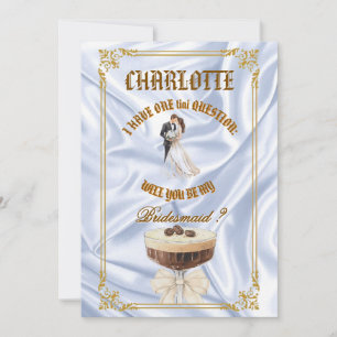 Chic Espresso Martini Themed Bridesmaid Proposal  Invitation