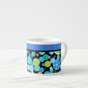 Chic Espresso Mug, Quirky Blue Moons Pattern Cup