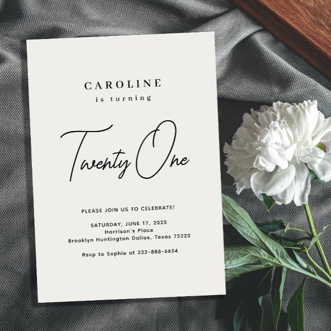 Chic et moderne 21e anniversaire Invitation (Créateur téléchargé)