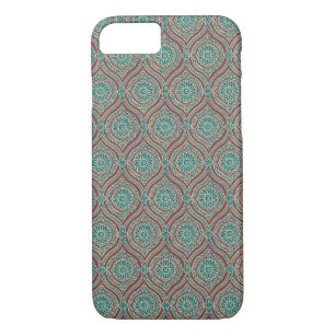 Chic Ethnic Ogee Pattern in Maroon, Teal and Beige Case-Mate iPhone Case