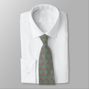 Chic Ethnic Ogee Pattern in Maroon, Teal and Beige Tie