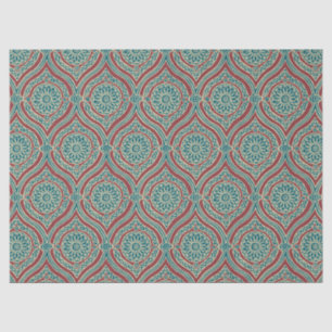 Chic Ethnic Ogee Pattern in Maroon, Teal and Beige Tissue Paper