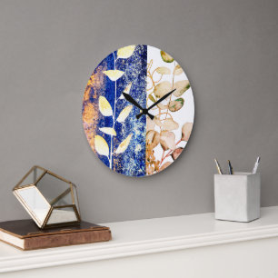 Chic Eucalyptus Abstract Painting Large Clock