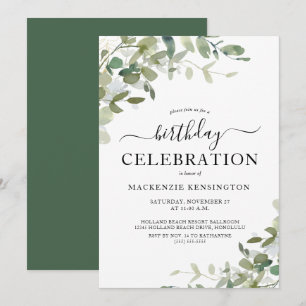 Chic Eucalyptus Birthday Party Celebration Invitation