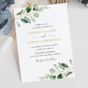 Chic Eucalyptus Faire-part de mariage Or