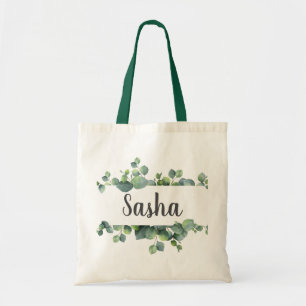 Chic Eucalyptus Foliage Frame Personalized Tote Bag