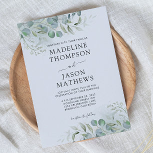 Chic Eucalyptus Gold Greenery Monogram Wedding Inv Invitation