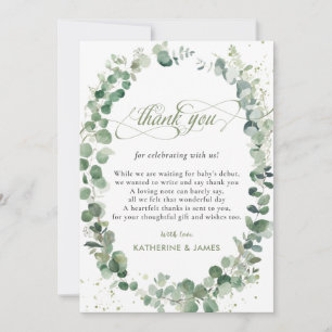 Chic Eucalyptus Greenery Baby Shower Birthday  Thank You Card
