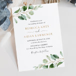 Chic Eucalyptus Greenery Gold Wedding Invitation<br><div class="desc">This simple and elegant Wedding Invitation features beautiful moody watercolor eucalyptus leaf branches & has been paired with a whimsical calligraphy and a classy serif font in gold and gray. To make advanced changes,  please go select "Click to customize further" option under Personalize this template.</div>