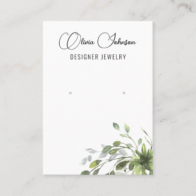 Chic Eucalyptus Greenery Jewellery Earring Display Business Card (Front)