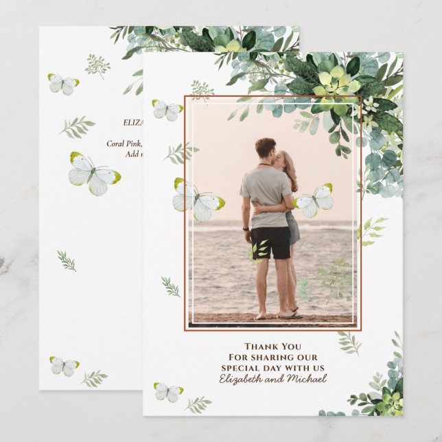 Chic Eucalyptus Greenery Leaves Emerald Wedding Save The Date (Front/Back)