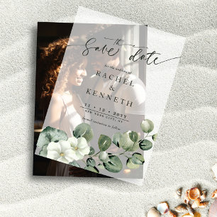 Chic Eucalyptus Greenery Wedding Save the Date Vellum Invitations