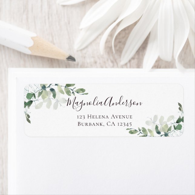 Chic Eucalyptus Mariage Adresse de retour (En situation)