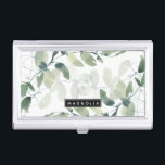 Chic Eucalyptus Monogram Business Card Holder<br><div class="desc">Personalize this watercolor eucalyptus greenery design with your name.</div>